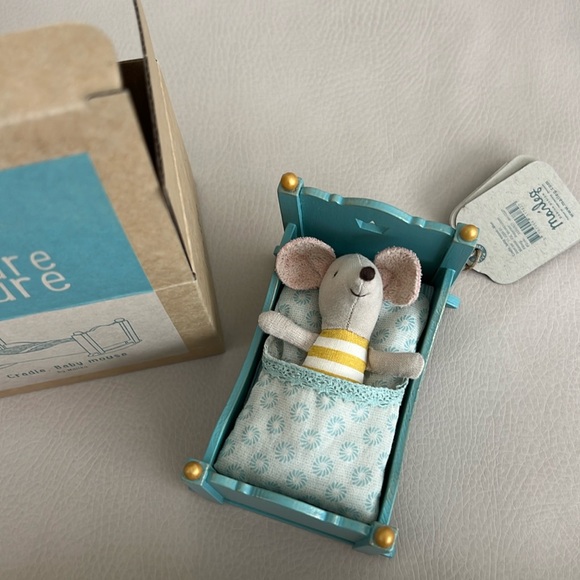 Maileg Baby Mouse & Blue Cradle Bundle - Picture 2 of 2